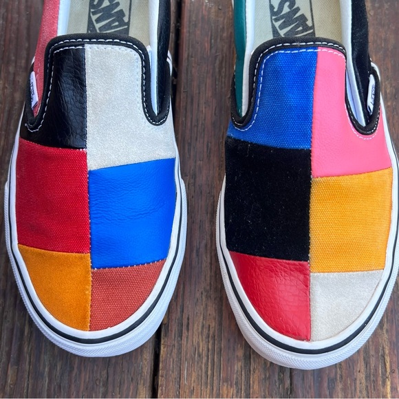 VANS CLASSIC SLIP ON PATCHWORK MULTI LEATHER CANVAS SNEAKERS WOMEN 6.5  MEN 5 - Picture 12 of 12